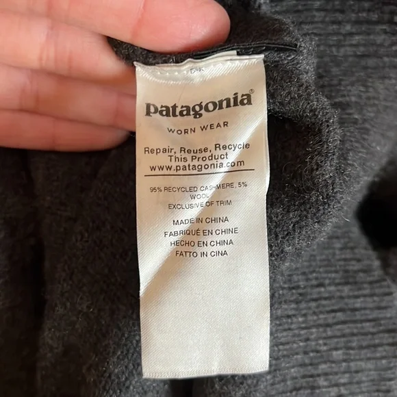 Patagonia Mens Gray Recycled Cashmere Sweater Hoodie Size L - Picture 10 of 13